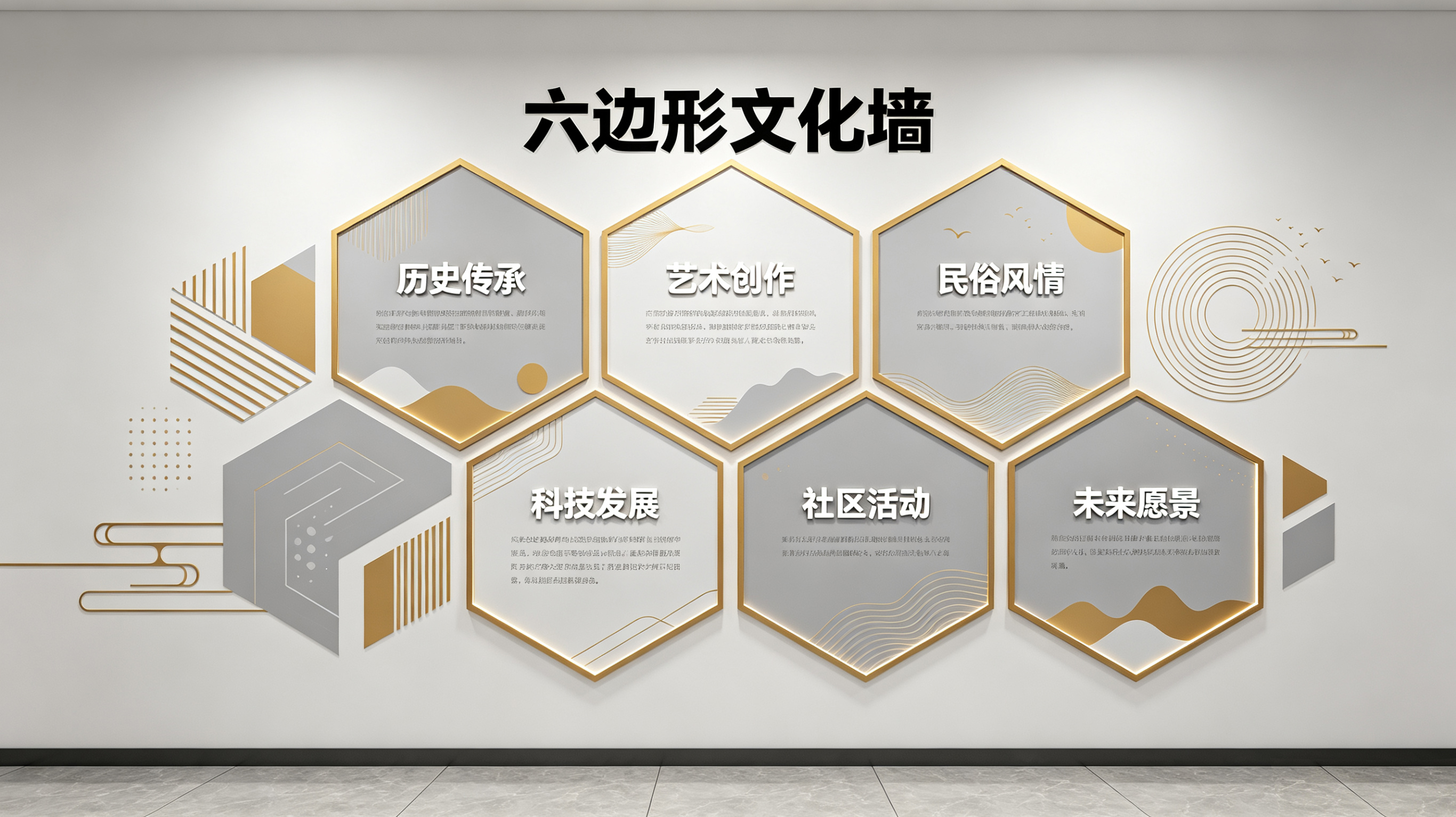 长寿企业文化墙 | 六边形信息美学